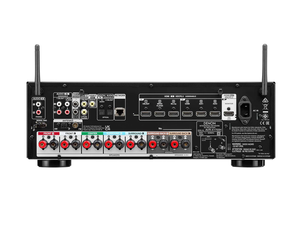 Denon AVR-X1700H - 7.2 Channel 8K AV receiver with Dolby Atmos