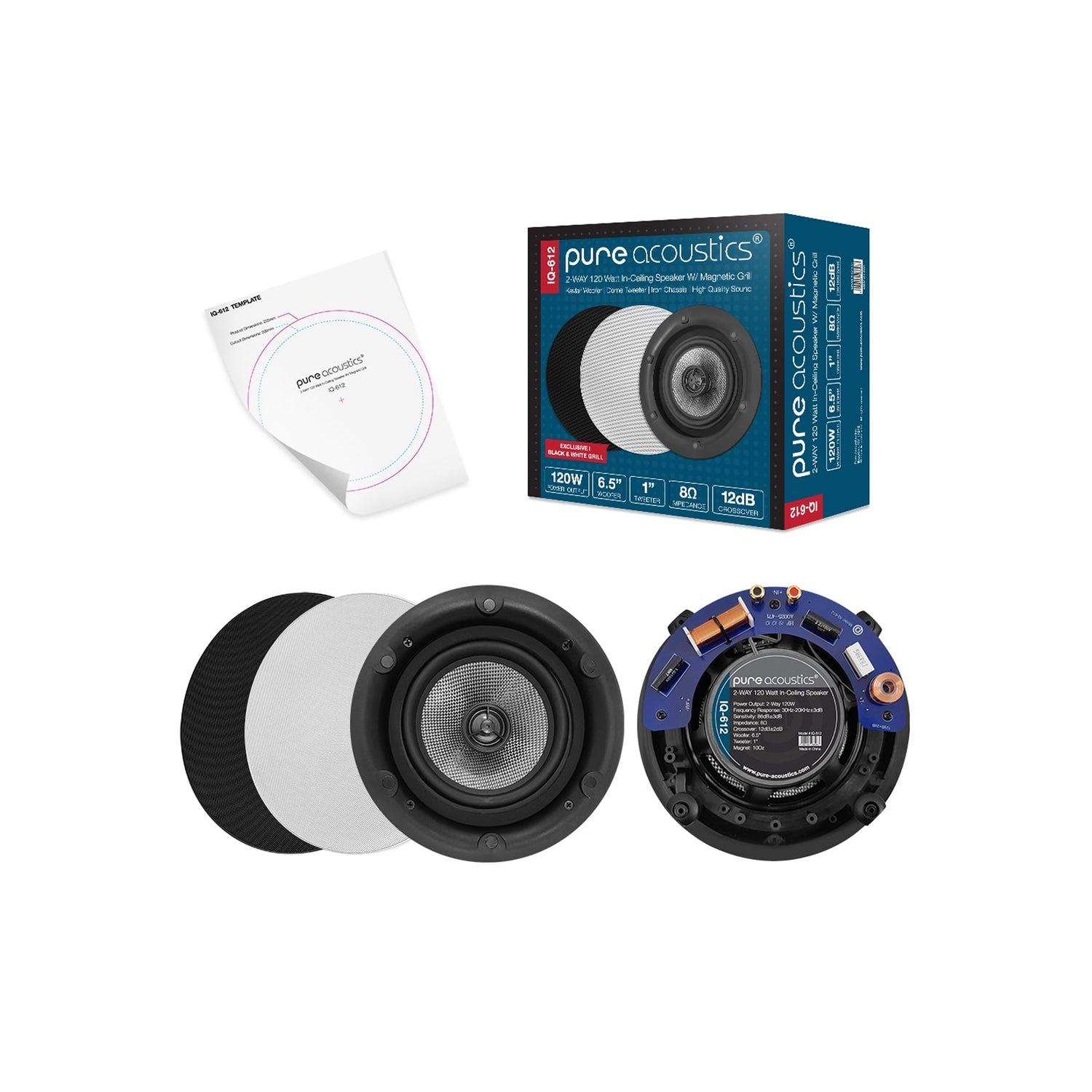 Pure Acoustics Rift 612 (IQ-612) - 2-Way 6 inches In-Ceiling Speaker (120W) (Pair)
