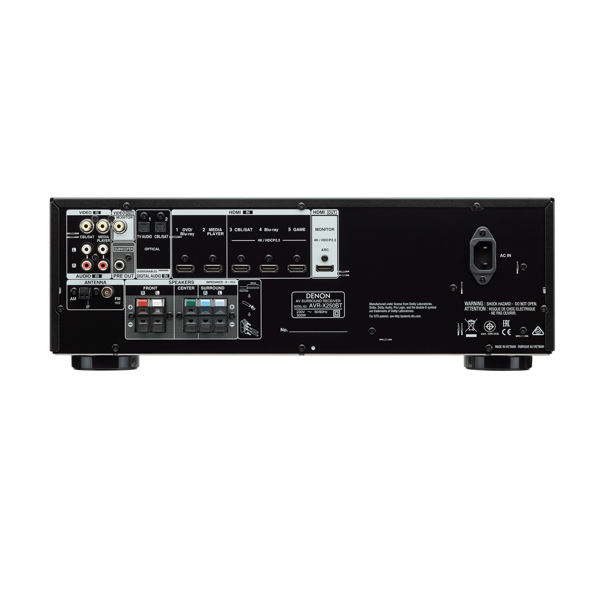 Denon AVR-X250BT 5.1 Ch. 4K Ultra HD AV Receiver